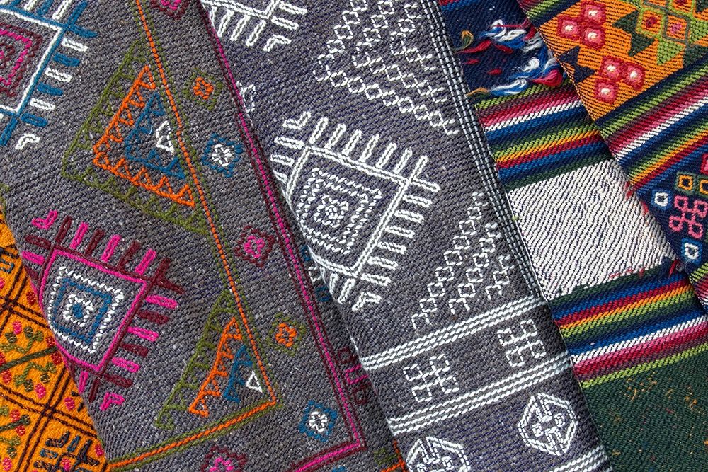 Bhutan-Thimphu Traditional Bhutanese hand woven textiles-wool art print by Cindy Miller Hopkins for $57.95 CAD